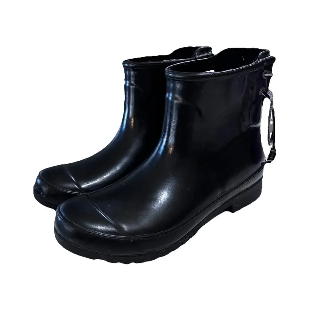 SPERRY Duck Walker Turf Rain Boots Women’s 6 Black Rubber Waterproof STS 99564